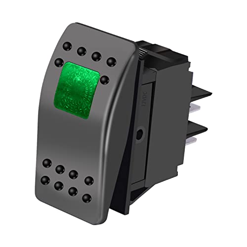 mxuteuk KFZ Auto Schalter 12V beleuchtet Kippschalter wasserdicht grüne LED Ein/Aus Wippschalter Boot Marine Druckschalter Schalter 4Polig mit Licht RK1-06-G von mxuteuk