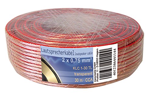 MaxTrack Transmedia KLC1-30TL Lautsprecherkabel, 2 x 0,75 mm² CCA Innenleiter, 30m klar von MAXTRACK