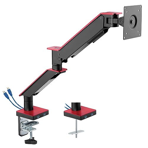 My Wall HL25-1L Vollbeweglicher Tischhalter mit Gasdruckfeder für Flachbildschirme, Monitor Halterung, 2 USB-Anschlüsse, Kabelmanagement, Monitor Arm, 17" bis 35", belastbar von 2,5-11kg von my wall