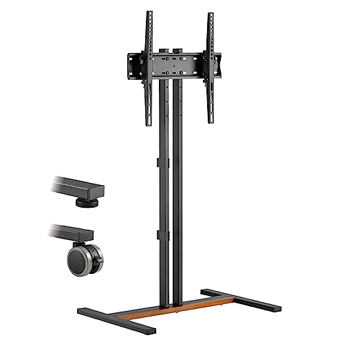 My Wall Mobiler TV Standfuß - HP121L, TV Ständer Rollbar, 34-55 Zoll, TV Ständer Höhenverstellbar, Neigbar, Fernsehständer mit Rollen, Schwarz/Nußbaum, TV Stand von my wall