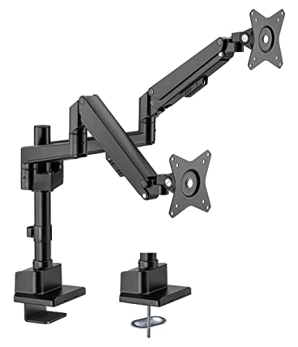 my wall HL51-2L, Monitor Halterung für 2 Bildschirme, Monitor Arm, 17-32 Zoll, Bildschirmhalterung, mit Gasdruckfeder, VESA Tischhalterung, Belastung bis 7 kg von my wall