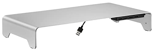 mywall Monitorständer HT46L aus Aluminium mit rutschfesten Silikonpads, Monitorerhöhung mit 4 USB 2.0 Anschlüsse, Bildschirmständer für Bildschirme und Laptops 11-32 Zoll, Belastung bis 10 kg von my wall