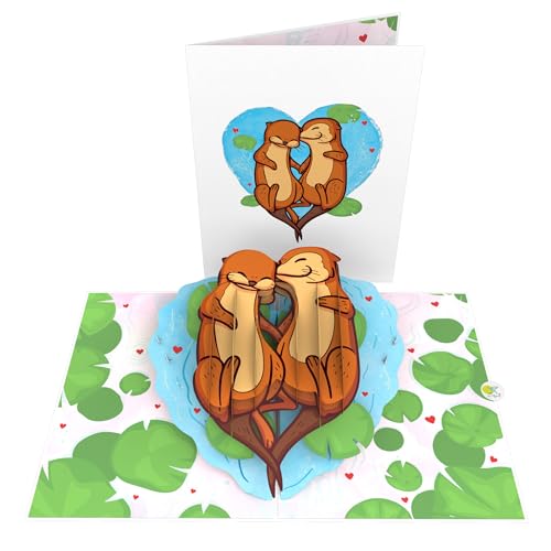 Premium Handmade 3D Karte Otter - Inkl. Umschlag - Geburtstagskarte Partner, Karte Jahrestag - Boyfriend Gift - Jahrestag Geschenk für ihn - Karte Hochzeitstag, Ehefrau, Valentinstagsgeschenke von myDreamwork