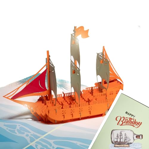 myDreamwork® 3D Pop-Up Schiff-Geburtstagskarte für Männer – Witzige und Außergewöhnliche Glückwunschkarte, Perfekt als Geburtstagsgeschenk für Vater, Freund oder Kollege(20x15cm) von myDreamwork