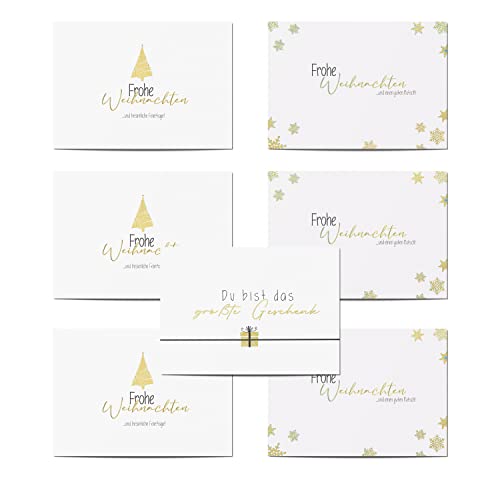 myDreamwork® 7er Set Weihnachtskarten | Weihnachtskarten Set | Weihnachtspostkarten | Postkarten Weihnachten | Christmas Cards | 7 Stück mit Gold veredelt von myDreamwork