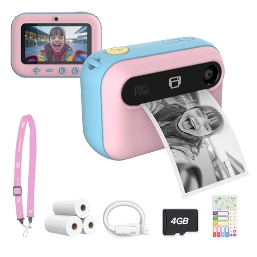 Neue myFirst Kamera Insta 20 - Sofortdruck-Digitalkamera für Kinder mit 16 MP Fotos 1080P, 4-12 Jahre alte Mädchen, Geschenkideen, Thermodruck, Keine Tinte, unterstützt Micro-SD-Karte (Cotton Candy) von myFirst