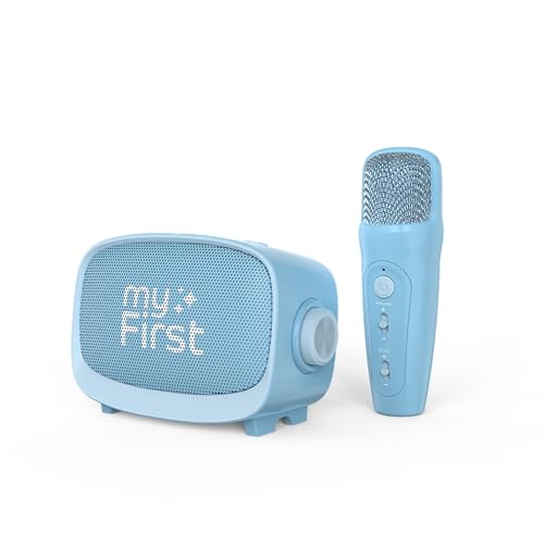 myFirst Voice 2 Karaoke für Kinder – Tragbare kabellose Karaoke-Maschine mit Bluetooth, Echo-Verstärker & lustigen Stimmeffekten, perfektes Mikrofon für Kinder (Blue) von myFirst