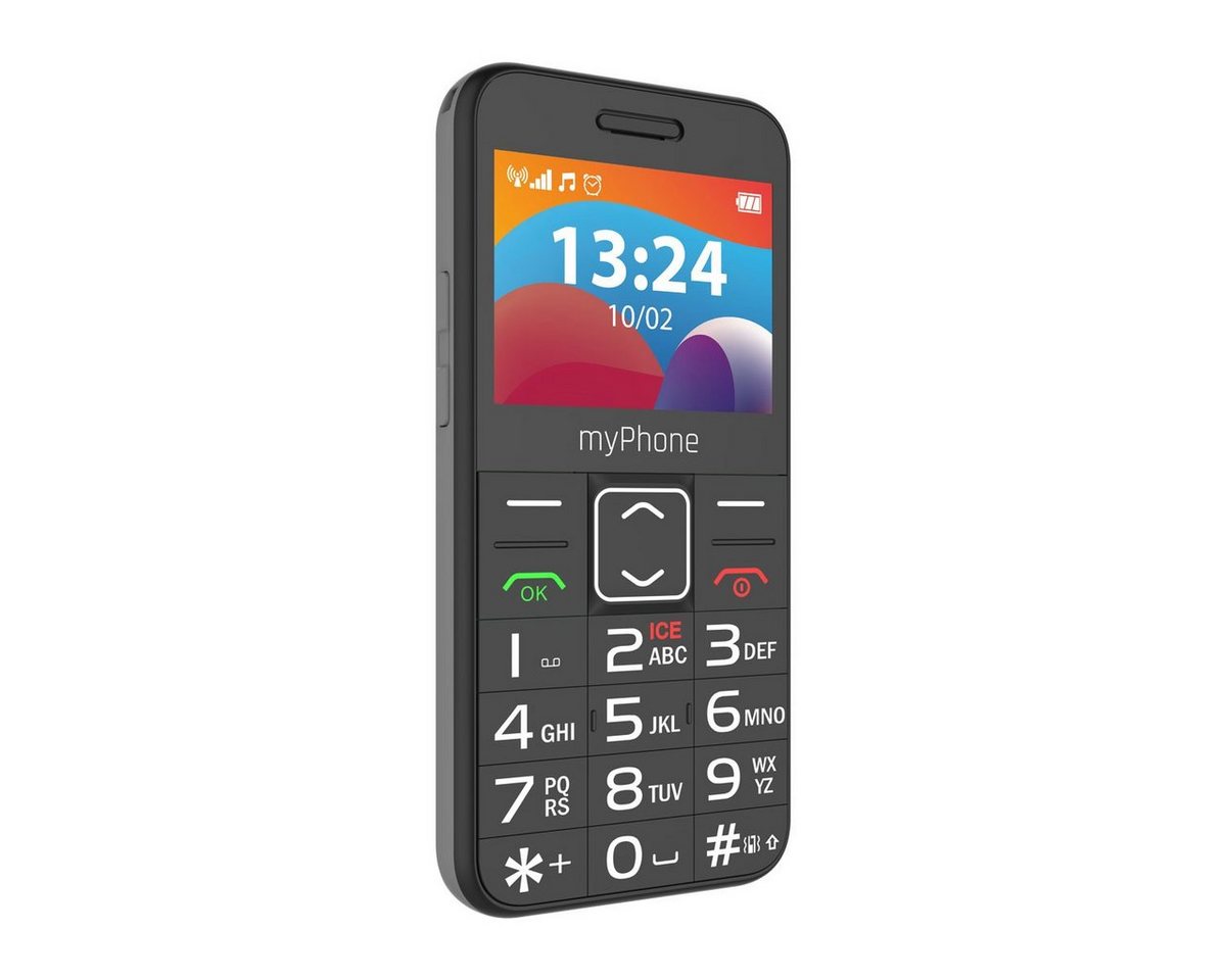 myPhone LTE Mobiltelefon, 1400 mAh, 4G LTE, SOS-Taste und Taschenlampe Schwarz Smartphone von myPhone