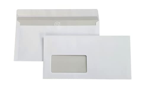 mybuy24 Briefumschläge DIN lang weiß mit Fenster, selbstklebend, mit Haftklebestreifen, 80 g/m, Maße 110 x 220 mm, Briefumschläge, 100 Stück von mybuy24