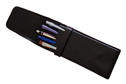 Etui Leder für 5 Füller Kugelschreiber Bleistift, Schreibgeräte Farbe Braun Echt Leder ! von myshopx