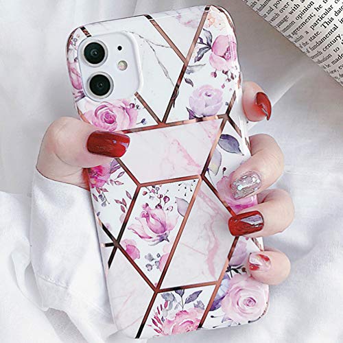 Emlivi Hülle iPhone SE 2020 Handyhülle iPhone 8 Silikon Case iPhone 7 Schutzhülle Kreatives Muster Blumen Ultra Dünn Bling Rückschale TPU Bumper Case Cover für iPhone 7 8 SE 2020,Rosenblüte lila von n a