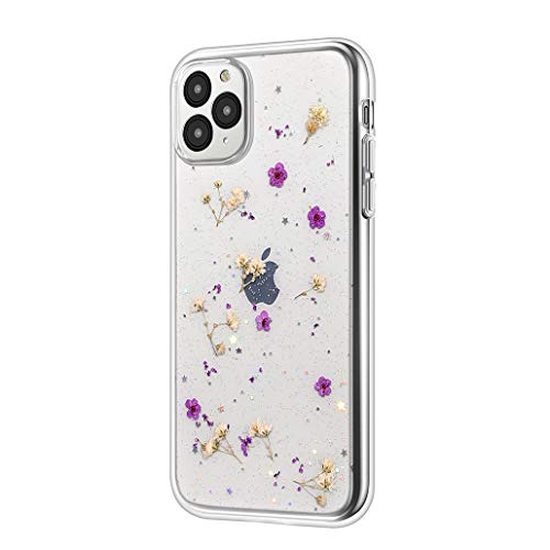 n a Emlivi iPhone 11 Handyhülle iPhone 11 Hülle Blume Schutzhülle Echt Getrocknete Blumen Kristall Schutzhülle Silikon Rückschale TPU Bumper Case Cover für iPhone 11, Sternblume Lila von n a