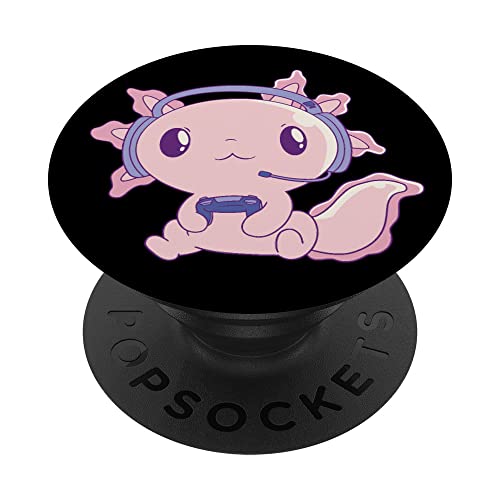 Axolotl Gaming Tiere Süß Gamer Axolotl PopSockets mit austauschbarem PopGrip von @n!mal