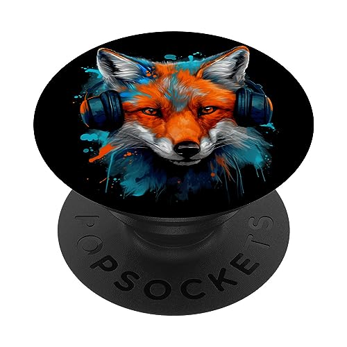 Fox Music Art Kopfhörer Animal Fox PopSockets mit austauschbarem PopGrip von @n!mal