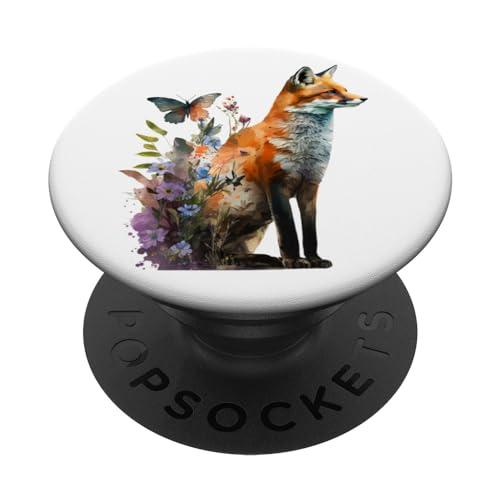 Fuchs Schmetterling Motiv Kunst Tier Fuchs PopSockets mit austauschbarem PopGrip von @n!mal