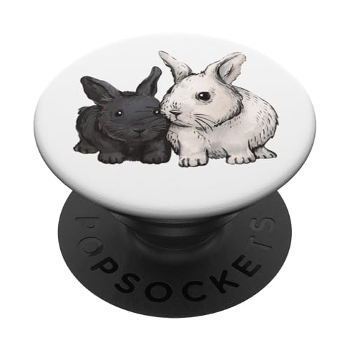 @n!mal Hase Tierliebhaber Tier Druck Kaninchen Kinder PopSockets Klebender PopGrip - Schwarz - Smartphone Zubehör - CELL_PHONE_GRIP - Adhesive - Kunststoff - PopSocket - Phone Grip von @n!mal