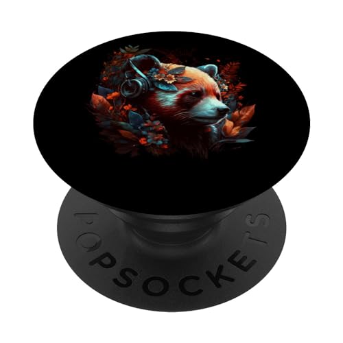 Roter Panda Blumen Musik Tiere Roter Panda PopSockets mit austauschbarem PopGrip von @n!mal