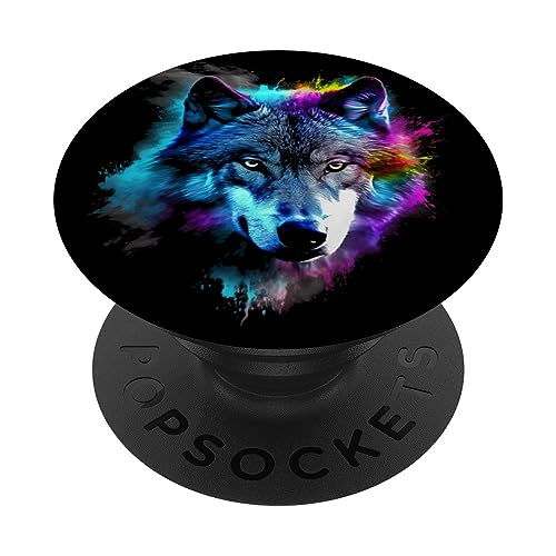 @n!mal - Wolf Kunst Bunt - Tier Motiv Kunstwerk PopSockets Klebender PopGrip @n!mal - Wolf Kunst Bunt - Tier Motiv Kunstwerk PopSockets Klebender PopGrip von @n!mal