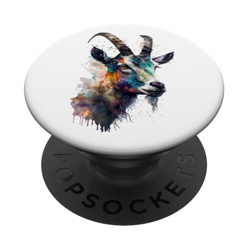 Ziege bunt Kunst Tiere Tiermotiv Ziege PopSockets mit austauschbarem PopGrip von @n!mal