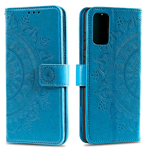 nancencen Handyhülle Kompatibel mit Samsung Galaxy Note 20 5G Hülle, Vintage Druck Lederhülle Premium Leder PU Klapphülle [Stand][Magnet][Kartenfach] Brieftasche Schutzhülle - Blau von nancencen