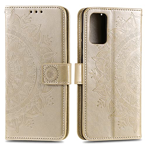 nancencen Handyhülle Kompatibel mit Xiaomi Mi 10 Lite Hülle, Vintage Druck Lederhülle Premium Leder PU Klapphülle [Stand][Magnet][Kartenfach] Brieftasche Schutzhülle - Gold von nancencen