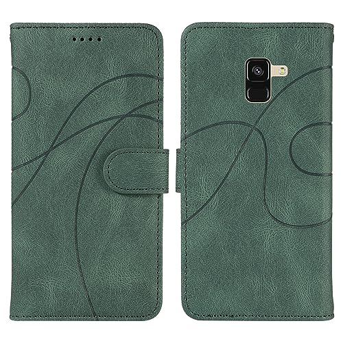 nancencen Handyhülle für Samsung Galaxy A8 2018 / SM-A530F Hülle, PU Leder Flip Brieftasche Stoßfeste Magnetische Schutzhülle, mit Standfunktion und Kartenfach für Galaxy A8 2018 (Grün) von nancencen