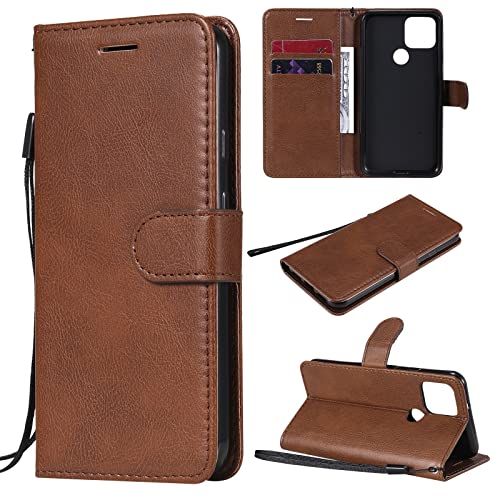 nancencen Hülle Kompatibel mit Google Pixel 5, Premium Leder Klappbar Flip Cover Wallet Handyhülle, Silikon Bumper Case für Google Pixel 5 Vintage Design Schutzhülle (Braun) von nancencen