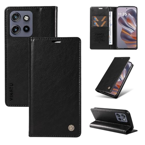 nancencen Hülle Kompatibel mit Motorola Moto Edge 50 Neo Handyhülle, Stoßfest PU Leder Klappbar Schutzhülle [Kartenfach] [Ständer] [Magnet] Flip Wallet Handytasche Case, Schwarz von nancencen