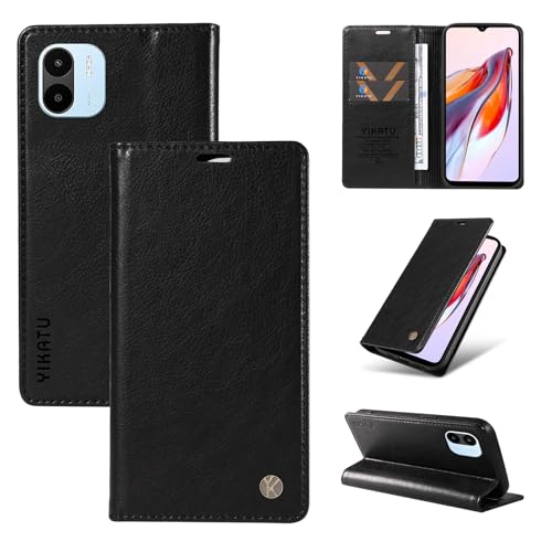 nancencen Hülle Kompatibel mit Redmi A1 Handyhülle, Stoßfest PU Leder Klappbar Schutzhülle [Kartenfach] [Ständer] [Magnet] Flip Wallet Handytasche Case, Schwarz von nancencen
