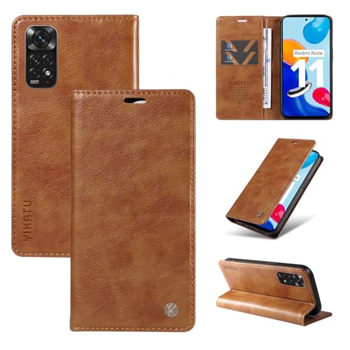 nancencen Hülle Kompatibel mit Redmi Note 11 4G / Note 11S 4G / Note 12S Handyhülle, Stoßfest PU Leder Klappbar Schutzhülle [Kartenfach] [Ständer] [Magnet] Flip Wallet Handytasche Case, Braun von nancencen