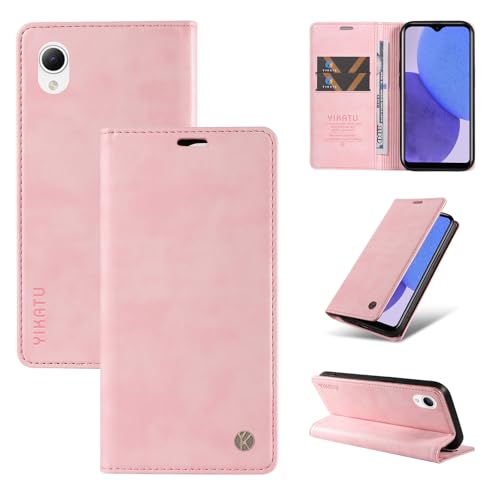 nancencen Hülle Kompatibel mit Samsung Galaxy A23E / A23S Handyhülle, Stoßfest PU Leder Klappbar Schutzhülle [Kartenfach] [Ständer] [Magnet] Flip Wallet Handytasche Case, Pink von nancencen