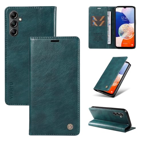 nancencen Hülle Kompatibel mit Samsung Galaxy A34 5G Handyhülle, Stoßfest PU Leder Klappbar Schutzhülle [Kartenfach] [Ständer] [Magnet] Flip Wallet Handytasche Case, Blau von nancencen