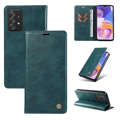 nancencen Hülle Kompatibel mit Samsung Galaxy A52 4G 5G / A52S 5G Handyhülle, Stoßfest PU Leder Klappbar Schutzhülle [Kartenfach] [Ständer] [Magnet] Flip Wallet Handytasche Case, Blau von nancencen
