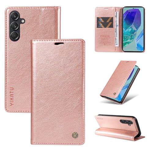 nancencen Hülle Kompatibel mit Samsung Galaxy M55 5G Handyhülle, Stoßfest PU Leder Klappbar Schutzhülle [Kartenfach] [Ständer] [Magnet] Flip Wallet Handytasche Case, Roségold von nancencen
