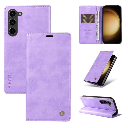 nancencen Hülle Kompatibel mit Samsung Galaxy S23 Handyhülle, Stoßfest PU Leder Klappbar Schutzhülle [Kartenfach] [Ständer] [Magnet] Flip Wallet Handytasche Case, Lila von nancencen