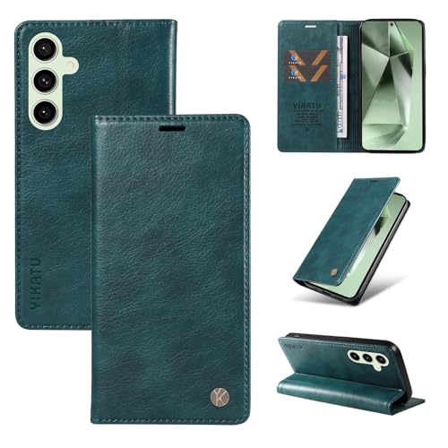 nancencen Hülle Kompatibel mit Samsung Galaxy S24 FE Handyhülle, Stoßfest PU Leder Klappbar Schutzhülle [Kartenfach] [Ständer] [Magnet] Flip Wallet Handytasche Case, Blau von nancencen
