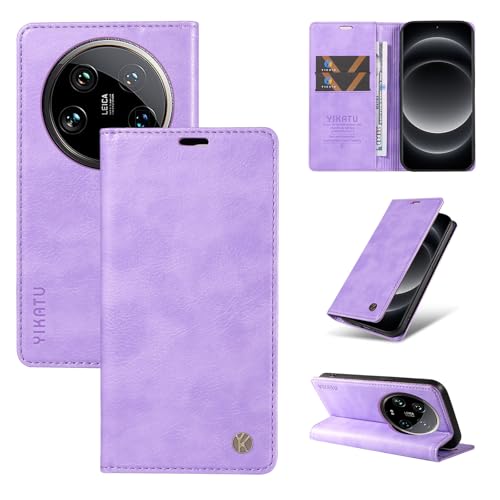 nancencen Hülle Kompatibel mit Xiaomi 14T Ultra 5G Handyhülle, Stoßfest PU Leder Klappbar Schutzhülle [Kartenfach] [Ständer] [Magnet] Flip Wallet Handytasche Case, Lila von nancencen