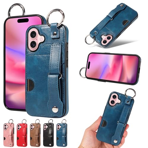 nancencen Hülle Kompatibel mit iPhone 16 Handyhülle, Silikon und PU Leder Schutzhülle mit Ringschnalle Kartenfach, Weiches Futter aus ultrafeiner Faser Stoßfest Case, Blau nancencen Hülle Kompatibel mit iPhone 16 Handyhülle, Silikon und PU Leder Schutzhülle mit Ringschnalle Kartenfach, Weiches Futter aus ultrafeiner Faser Stoßfest Case, Blau von nancencen