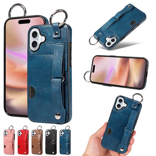 nancencen Hülle Kompatibel mit iPhone 16 Plus Handyhülle, Silikon und PU Leder Schutzhülle mit Ringschnalle Kartenfach, Weiches Futter aus ultrafeiner Faser Stoßfest Case, Blau nancencen Hülle Kompatibel mit iPhone 16 Plus Handyhülle, Silikon und PU Leder Schutzhülle mit Ringschnalle Kartenfach, Weiches Futter aus ultrafeiner Faser Stoßfest Case, Blau von nancencen