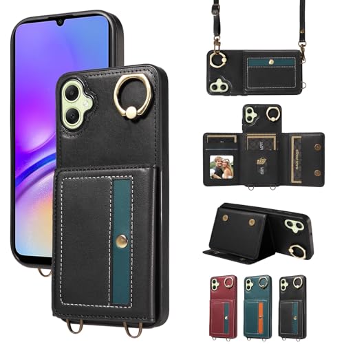 nancencen Hülle für Samsung Galaxy A05 Handyhülle mit Band, Anti-Fingerabdruck Silikon Schutzhülle 360 Grad Drehring, Kartenfach, Zum Umhängen Leder Stoßfestes Case, Schwarz nancencen Hülle für Samsung Galaxy A05 Handyhülle mit Band, Anti-Fingerabdruck Silikon Schutzhülle 360 Grad Drehring, Kartenfach, Zum Umhängen Leder Stoßfestes Case, Schwarz von nancencen