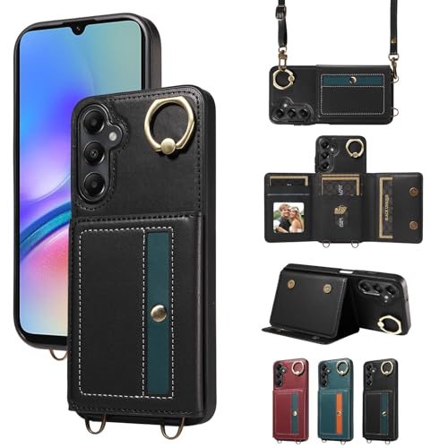 nancencen Hülle für Samsung Galaxy A05s Handyhülle mit Band, Anti-Fingerabdruck Silikon Schutzhülle 360 Grad Drehring, Kartenfach, Zum Umhängen Leder Stoßfestes Case, Schwarz nancencen Hülle für Samsung Galaxy A05s Handyhülle mit Band, Anti-Fingerabdruck Silikon Schutzhülle 360 Grad Drehring, Kartenfach, Zum Umhängen Leder Stoßfestes Case, Schwarz von nancencen