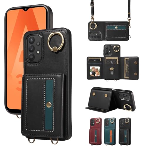 nancencen Hülle für Samsung Galaxy A32 5G Handyhülle mit Band, Anti-Fingerabdruck Silikon Schutzhülle 360 Grad Drehring, Kartenfach, Zum Umhängen Leder Stoßfestes Case, Schwarz nancencen Hülle für Samsung Galaxy A32 5G Handyhülle mit Band, Anti-Fingerabdruck Silikon Schutzhülle 360 Grad Drehring, Kartenfach, Zum Umhängen Leder Stoßfestes Case, Schwarz von nancencen