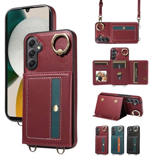 nancencen Hülle für Samsung Galaxy A34 5G Handyhülle mit Band, Anti-Fingerabdruck Silikon Schutzhülle 360 Grad Drehring, Kartenfach, Zum Umhängen Leder Stoßfestes Case, WeinRot nancencen Hülle für Samsung Galaxy A34 5G Handyhülle mit Band, Anti-Fingerabdruck Silikon Schutzhülle 360 Grad Drehring, Kartenfach, Zum Umhängen Leder Stoßfestes Case, WeinRot von nancencen