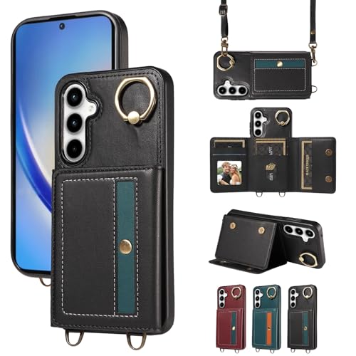 nancencen Hülle für Samsung Galaxy A35 5G Handyhülle mit Band, Anti-Fingerabdruck Silikon Schutzhülle 360 Grad Drehring, Kartenfach, Zum Umhängen Leder Stoßfestes Case, Schwarz nancencen Hülle für Samsung Galaxy A35 5G Handyhülle mit Band, Anti-Fingerabdruck Silikon Schutzhülle 360 Grad Drehring, Kartenfach, Zum Umhängen Leder Stoßfestes Case, Schwarz von nancencen