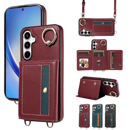 nancencen Hülle für Samsung Galaxy A35 5G Handyhülle mit Band, Anti-Fingerabdruck Silikon Schutzhülle 360 Grad Drehring, Kartenfach, Zum Umhängen Leder Stoßfestes Case, WeinRot nancencen Hülle für Samsung Galaxy A35 5G Handyhülle mit Band, Anti-Fingerabdruck Silikon Schutzhülle 360 Grad Drehring, Kartenfach, Zum Umhängen Leder Stoßfestes Case, WeinRot von nancencen