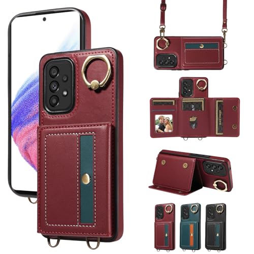 nancencen Hülle für Samsung Galaxy A53 5G Handyhülle mit Band, Anti-Fingerabdruck Silikon Schutzhülle 360 Grad Drehring, Kartenfach, Zum Umhängen Leder Stoßfestes Case, WeinRot nancencen Hülle für Samsung Galaxy A53 5G Handyhülle mit Band, Anti-Fingerabdruck Silikon Schutzhülle 360 Grad Drehring, Kartenfach, Zum Umhängen Leder Stoßfestes Case, WeinRot von nancencen