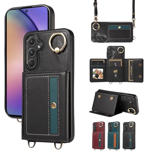 nancencen Hülle für Samsung Galaxy A55 5G Handyhülle mit Band, Anti-Fingerabdruck Silikon Schutzhülle 360 Grad Drehring, Kartenfach, Zum Umhängen Leder Stoßfestes Case, Schwarz nancencen Hülle für Samsung Galaxy A55 5G Handyhülle mit Band, Anti-Fingerabdruck Silikon Schutzhülle 360 Grad Drehring, Kartenfach, Zum Umhängen Leder Stoßfestes Case, Schwarz von nancencen
