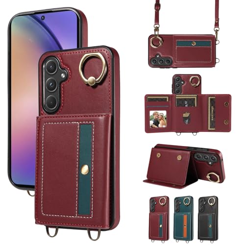 nancencen Hülle für Samsung Galaxy A55 5G Handyhülle mit Band, Anti-Fingerabdruck Silikon Schutzhülle 360 Grad Drehring, Kartenfach, Zum Umhängen Leder Stoßfestes Case, WeinRot nancencen Hülle für Samsung Galaxy A55 5G Handyhülle mit Band, Anti-Fingerabdruck Silikon Schutzhülle 360 Grad Drehring, Kartenfach, Zum Umhängen Leder Stoßfestes Case, WeinRot von nancencen