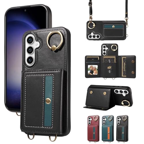 nancencen Hülle für Samsung Galaxy S23 FE Handyhülle mit Band, Anti-Fingerabdruck Silikon Schutzhülle 360 Grad Drehring, Kartenfach, Zum Umhängen Leder Stoßfestes Case, Schwarz nancencen Hülle für Samsung Galaxy S23 FE Handyhülle mit Band, Anti-Fingerabdruck Silikon Schutzhülle 360 Grad Drehring, Kartenfach, Zum Umhängen Leder Stoßfestes Case, Schwarz von nancencen