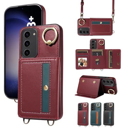 nancencen Hülle für Samsung Galaxy S23 Plus Handyhülle mit Band, Anti-Fingerabdruck Silikon Schutzhülle 360 Grad Drehring, Kartenfach, Zum Umhängen Leder Stoßfestes Case, WeinRot nancencen Hülle für Samsung Galaxy S23 Plus Handyhülle mit Band, Anti-Fingerabdruck Silikon Schutzhülle 360 Grad Drehring, Kartenfach, Zum Umhängen Leder Stoßfestes Case, WeinRot von nancencen